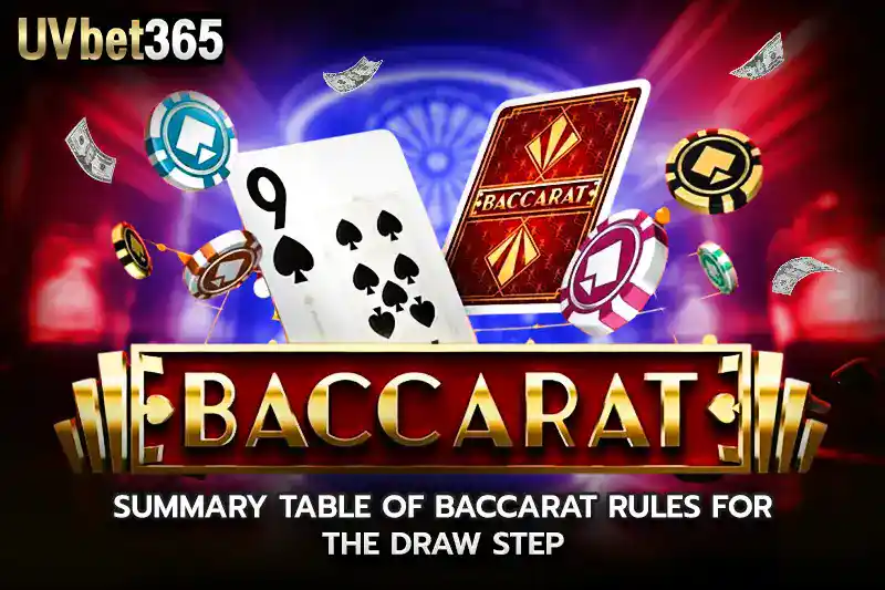 Summary table of baccarat rules for the draw step