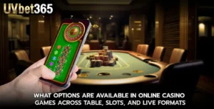 What options are available in online casino games across Table Slots and Live formats