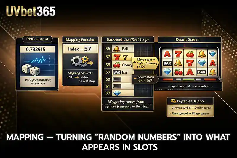 Mapping Turning Random Numbers into What Appears in slots